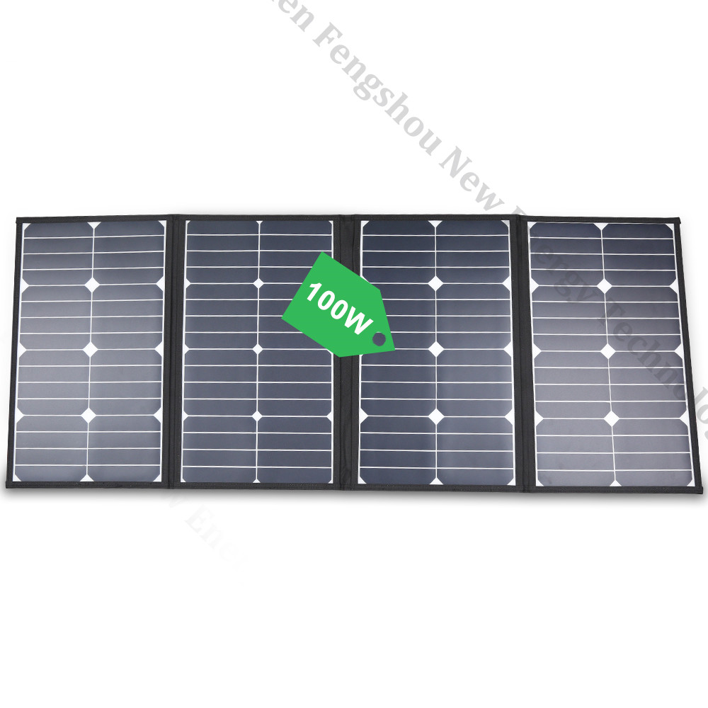 Folding Solar Panel - ポータブル 100 ワット折りたたみ式ソーラーパネル充電器キャンプ RV ソーラーパワーコントローラーと充電装置用