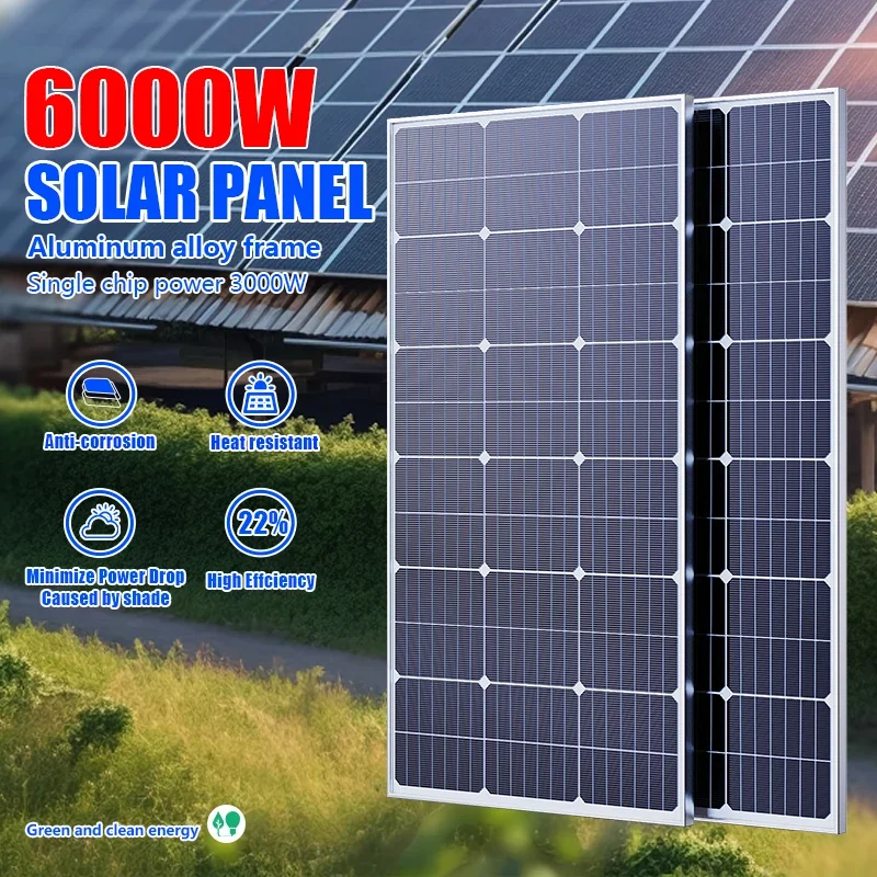 Renewable Energy Kits - 6000W/3000W高出力ソーラーパネルキット、アウトドア活動や家庭用キャンプ、RVオフグリッド生活に最適