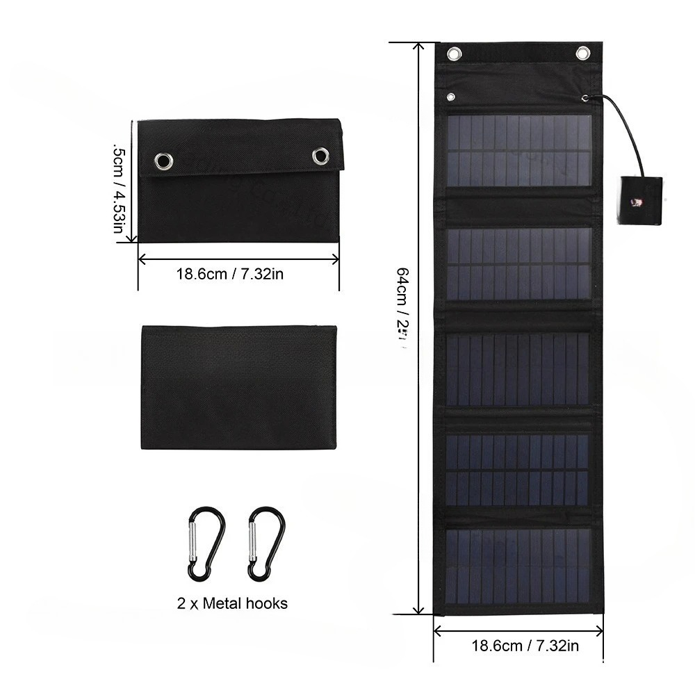Folding Solar Panel - 25W 5V ソーラーフォールディングバッグ 防水 緊急用 ポータブルソーラーパネル