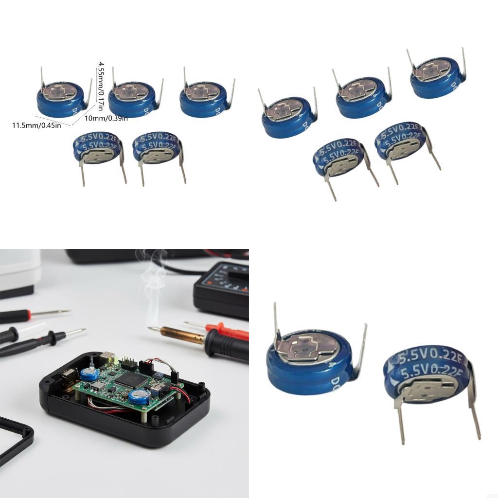 Renewable Energy Types - 5個の急速充電スーパーキャパシタ0.22F 5.5V Hタイプデザインボタン静電容量急速電源