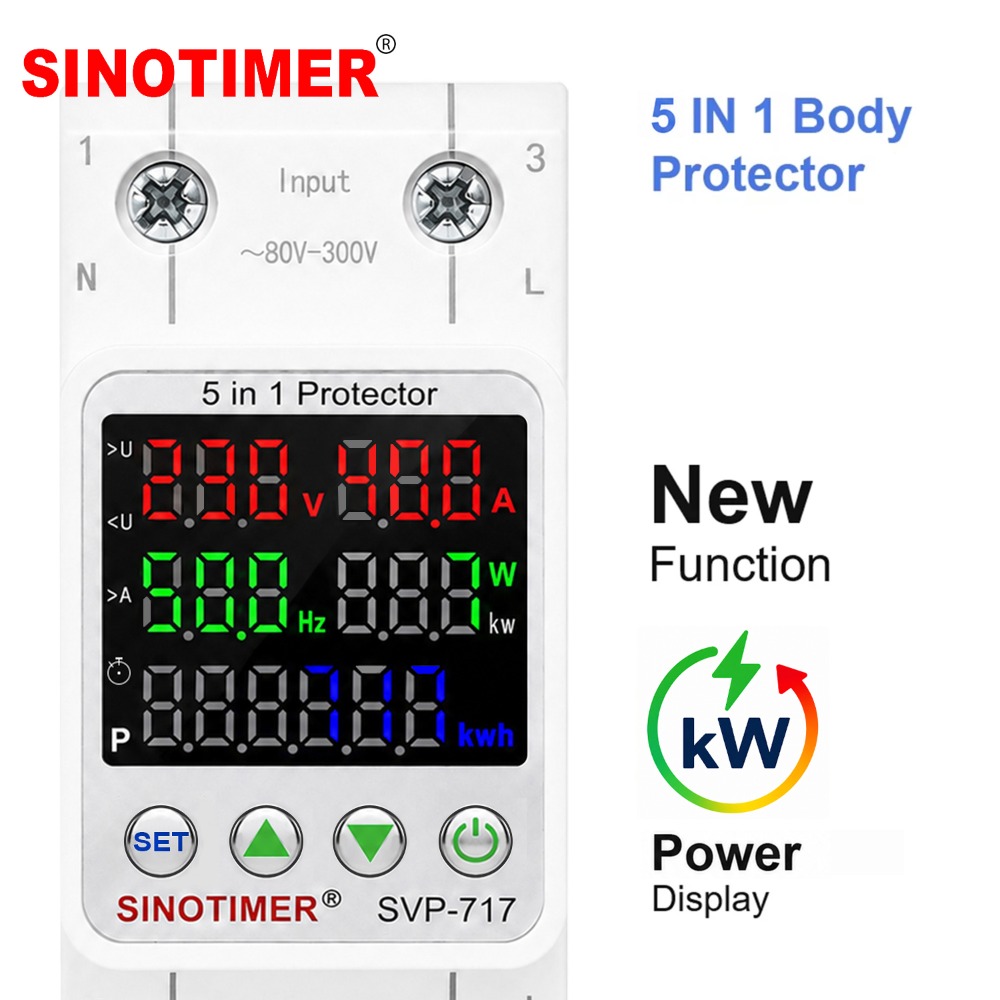 Ac Surge Protector - 220V AC 230V LEDディスプレイ KWh計測 電力エネルギーメーター