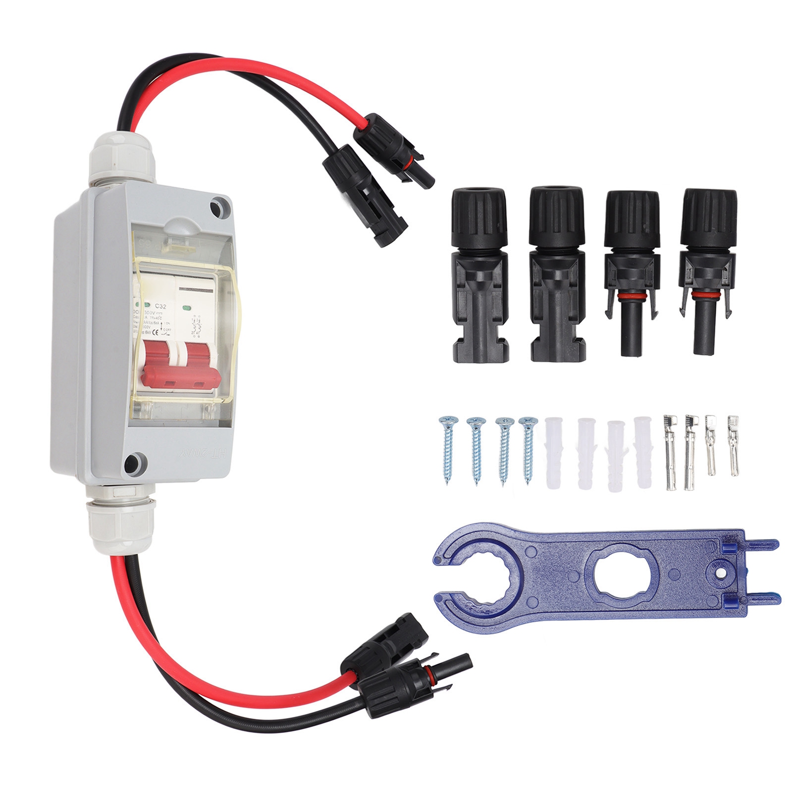 Ac Surge Protector - サーキットブレーカースイッチ保護,防水ip65,コネクタ付き配電ボックス,mcb 2p dc,500v 32a
