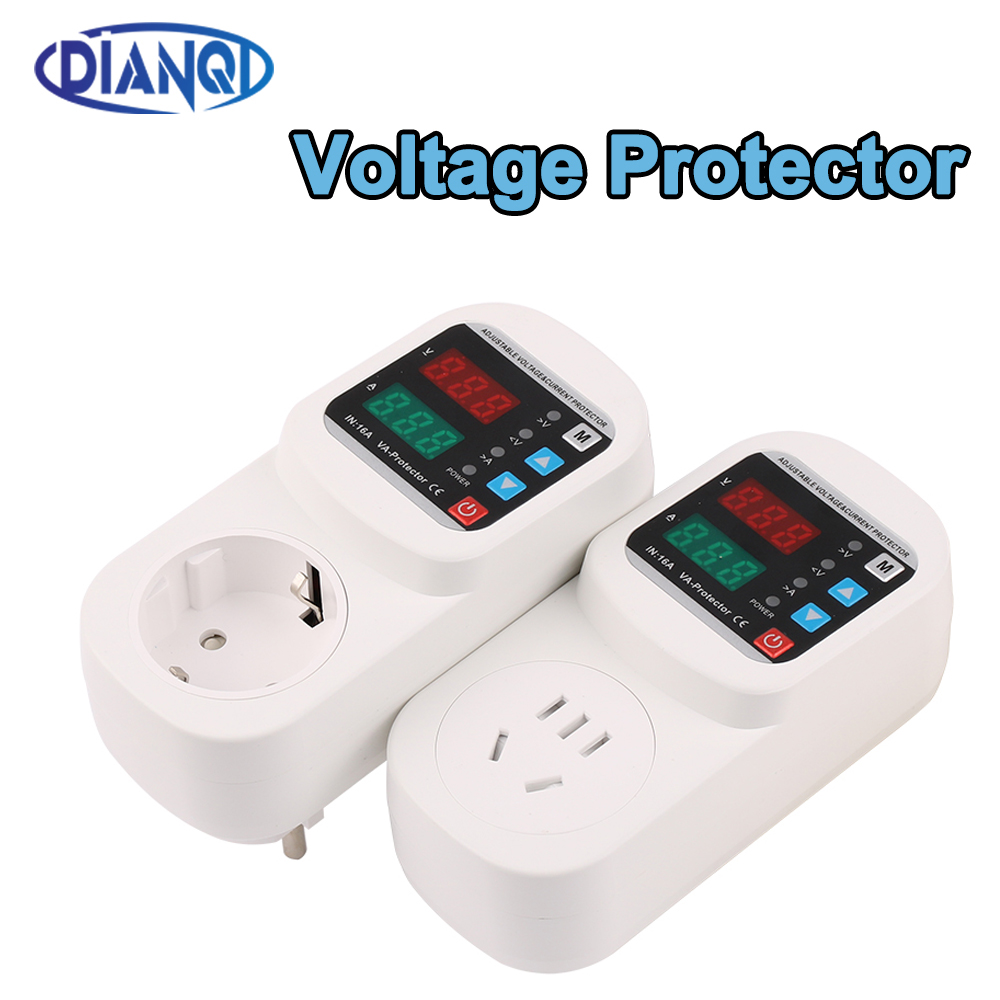 Ac Surge Protector - 自動電圧電流保護ソケット,EUプラグ,調整可能な電力保護,サージ保護,AC 220v,110v,16a