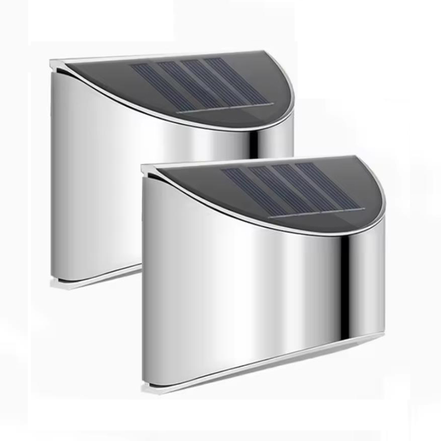 Waterproof Junction Box Solar - 2 個ソーラーガーデンライトステンレス鋼中庭壁ランプ防水屋外照明緊急パティオステップガーデンフェンスストリート