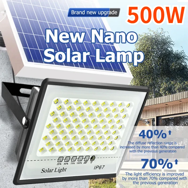 Waterproof Junction Box Solar - 500 ワットソーラーライト屋外ガーデン LED リフレクターガーデン建物太陽光 IP67 防水スポットライト緊急照明壁ランプ