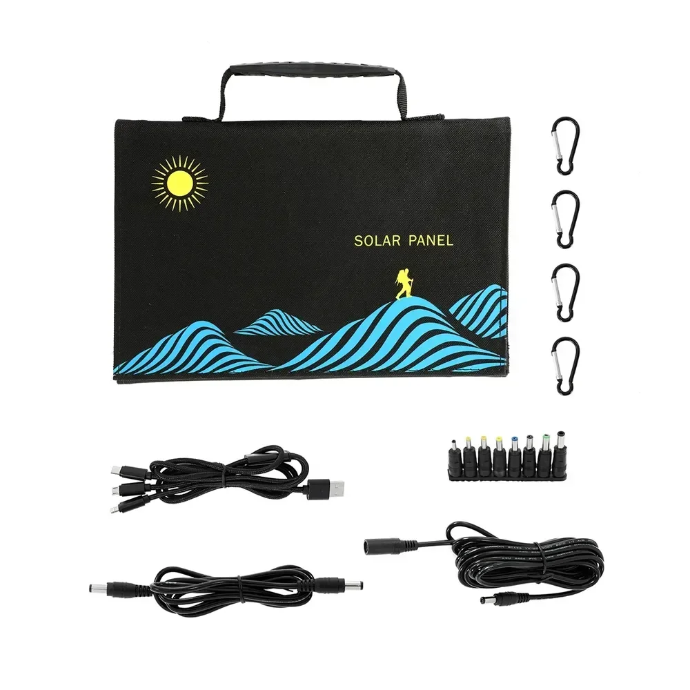 Folding Solar Panel - 2024年新型ポータブルソーラーパネル折りたたみバッグUSB+DC出力ソーラーチャージャー屋外電源モバイルフォン発電機