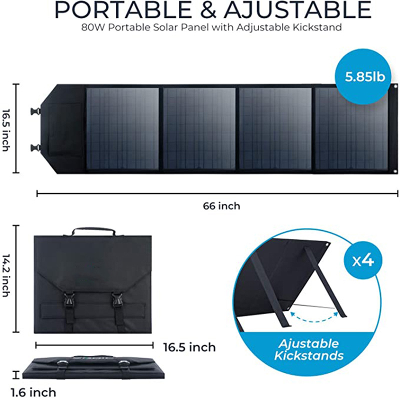 ソーラーパネル 単結晶 80W ソーラー折りたたみパック バ - Folding Solar Panel のレビューと価格