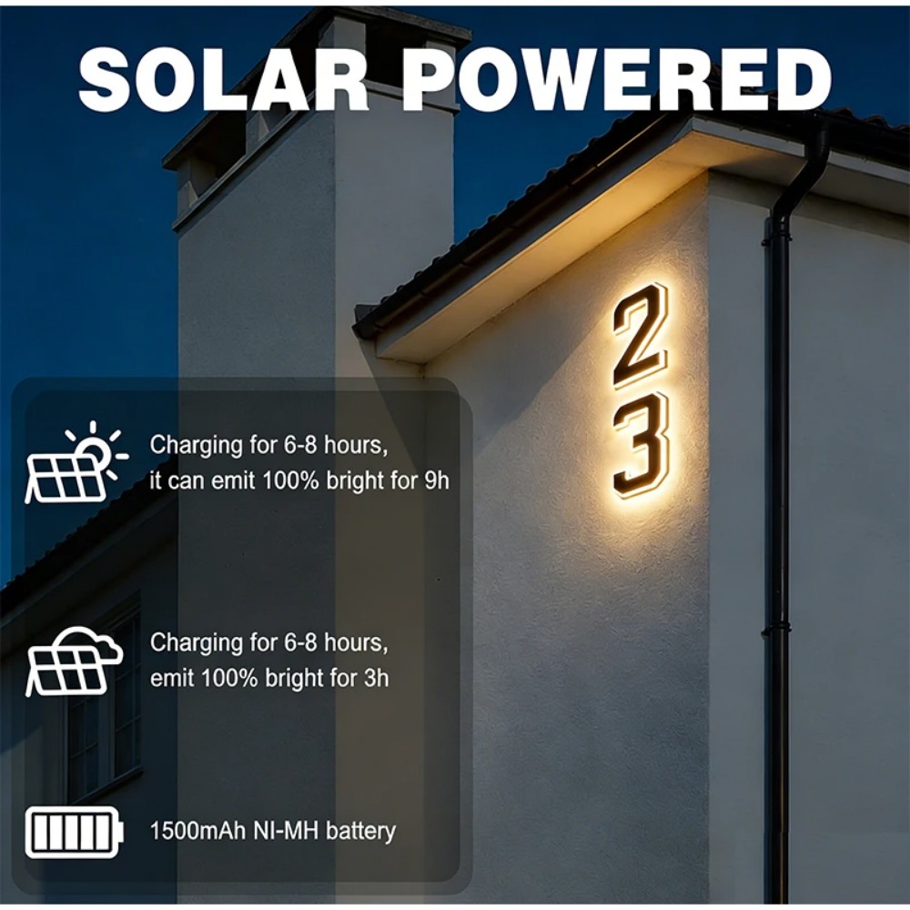 新しいソーラーアドレスサイン LED ハウスナンバーライト防 - Waterproof Junction Box Solar のレビューと価格
