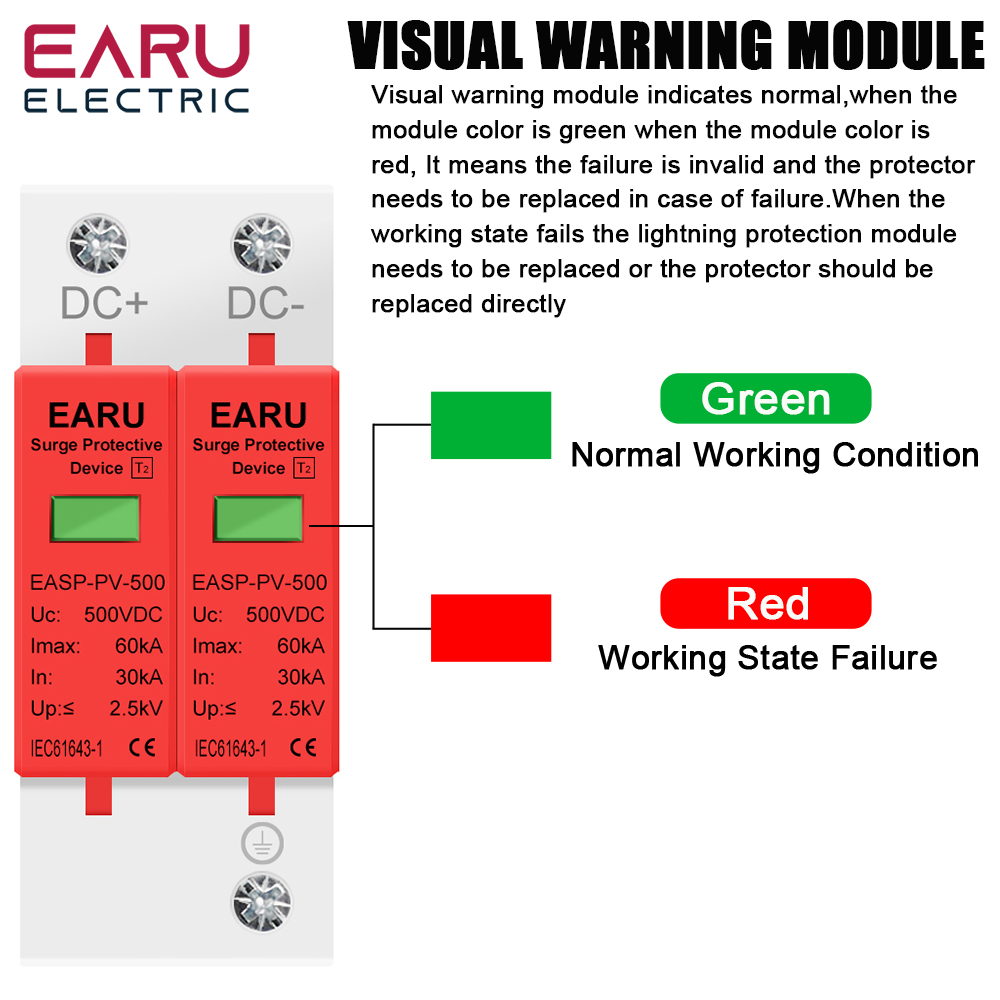 EARU 2P DC SPD サージ保護デバイス 500V  - Ac Surge Protector のレビューと価格