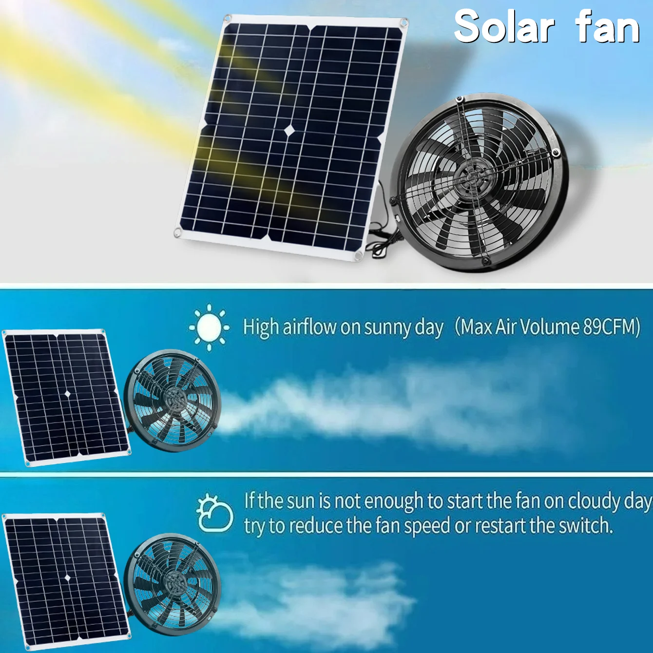 新しい6インチソーラー排気ファンキット自動換気耐候性省エネ温 - Renewable Energy Kits のレビューと価格